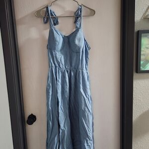 Blue Denim Dress with Tie Straps